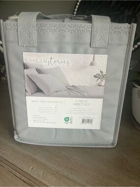 Dream Stories King 6-Piece Sheet Set in Light Gray NWT